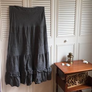 Anthropologie Grey Corduroy Pintuck Maxi Skirt